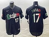 Men's Los Angeles Dodgers #17 Shohei Ohtani Number Mexico Black Cool Base Stitched Baseball Jersey,baseball caps,new era cap wholesale,wholesale hats